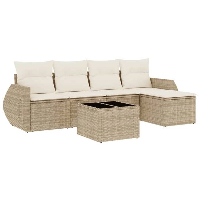 VidaXL Garden Lounge Set with Cushions 6 Pcs, Patio Sofas, Patio Furniture Set, Outdoor Furniture, Beige 3253635