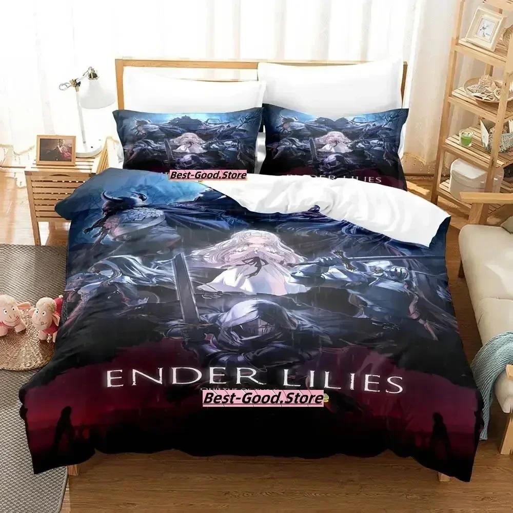 New Ender Lilies Quietus Of The Knights Bedding Set Cartoon Anime Three-Piece Set Adult Kid Bedroom Duvetcover Sets 3D Print