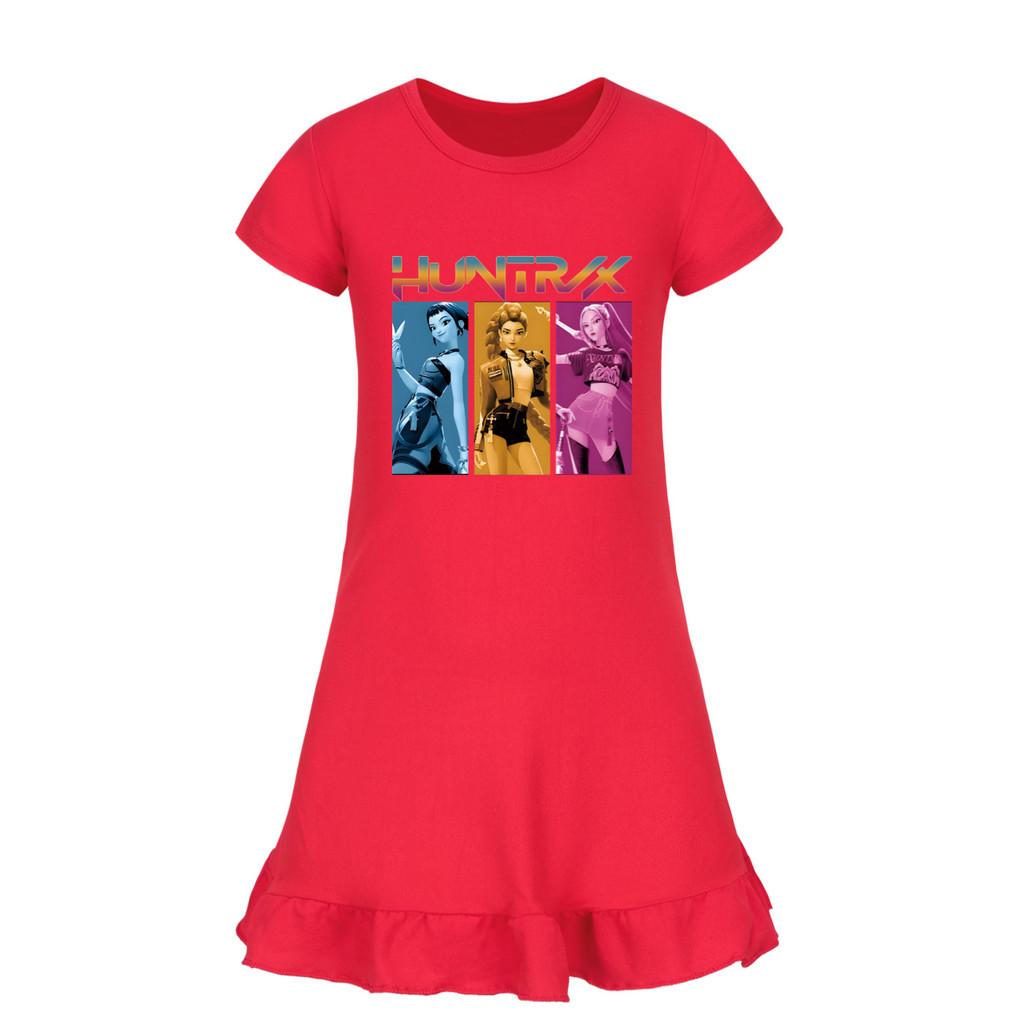 Hunters Demon Kpop Girl Sleep Dress With Ruffle Skirt For Kids Lounge Sleep And