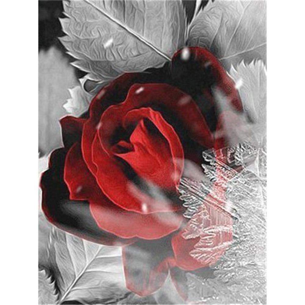 5D Diamond Painting Flower Rose Skull Art Diamond Embroidery Black and White Picture DIY Cross Stitch Set Home Decoration