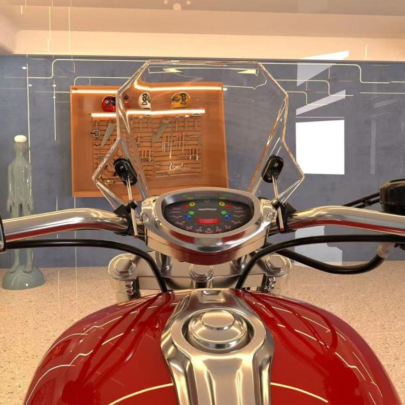 Motorcycle Windshield PC Metal Construction Universal Fitment Wind Noise Reduction Ergonomic Design Easy Assembly