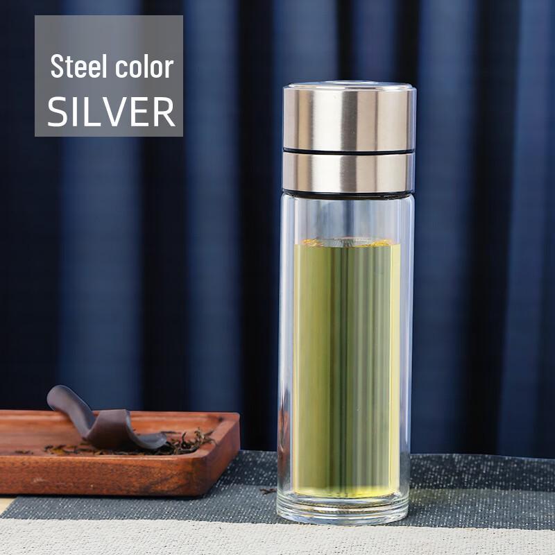 FAWLES Double Wall Glass Travel Tea Infuser Bottle