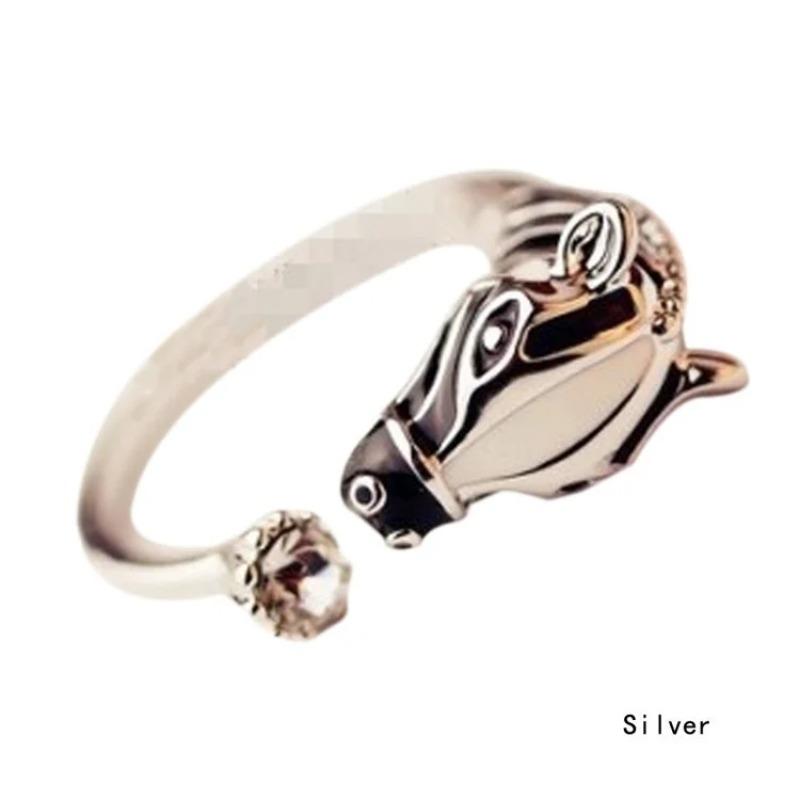 1Pc Women Fashion Horse Head Adjustable Index Finger Opening Ring Characteristic Jewelry