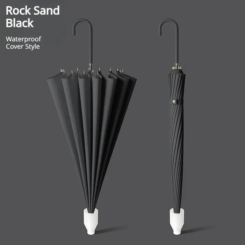 16 Bone Waterproof Umbrella Creative Bent Handle Straight Rod Umbrellas Small Fresh Women Handle Umbrellas Solid Color Umbrella