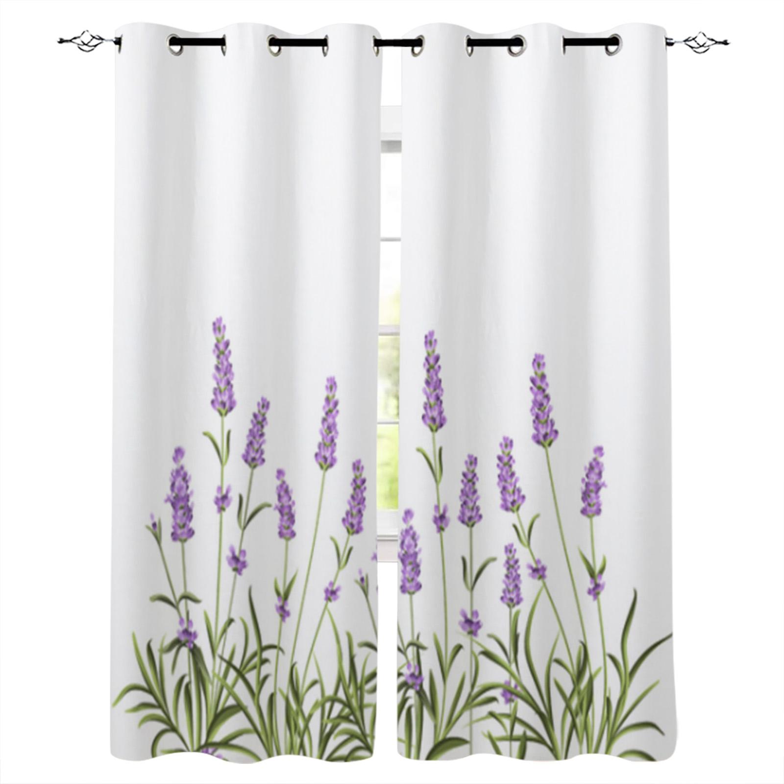 

Фиолетовые цветы лаванды, оконные занавески для гостиной, спальни, домашний декор, кухня, оконные шторы 135W x 92H(cm)