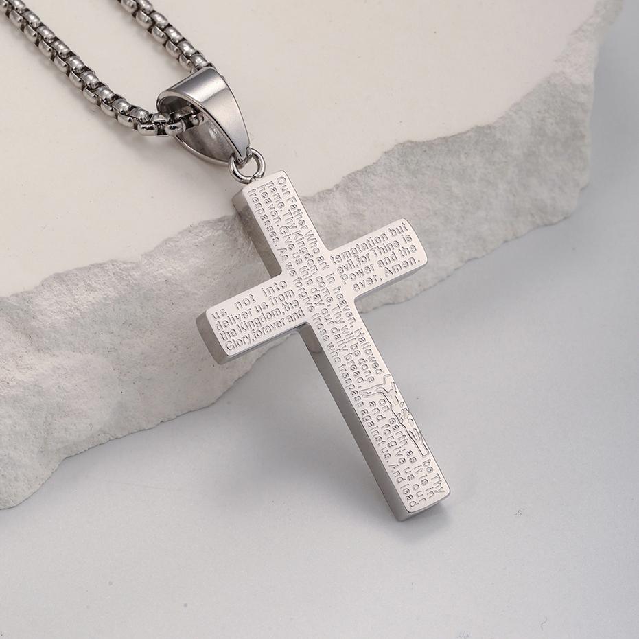 Collier Homme Spiritual Male Minimalism Stainless Steel Necklace Man's Jesus Cross Necklace for Man Collar Hombre