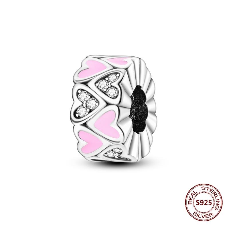 Retro Round Clip Charms Copper Original Zircon Cat Paw Love Forever Spacer Charm Stopper For Diy Jewelry Bracelet
