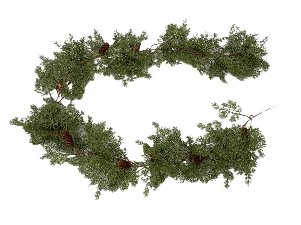 Simulated Green Pine Needle Rattan Vine, 2m Encrypted Plastic Christmas Decoration for Festive Atmosphere.