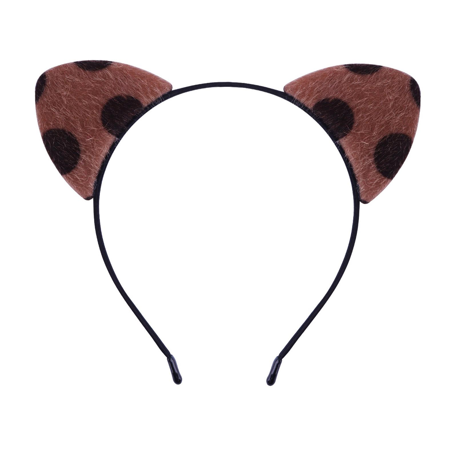 

Leopard Print Cats Ear Headband for Casual and Formal Plush Anime Ear Hairband Roleplay Props Hairband for Adult Kids A