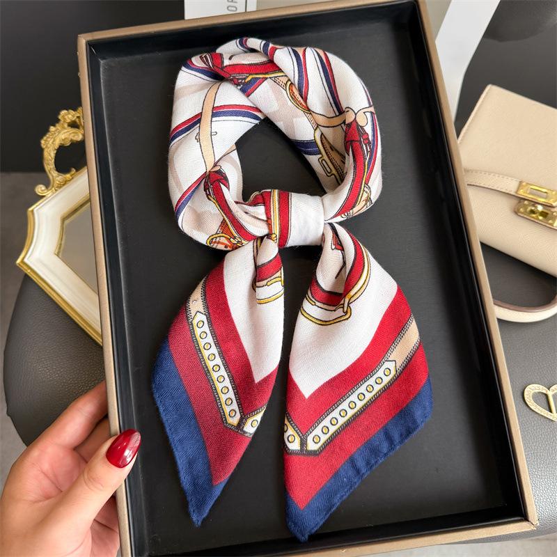 Luxury Brand Linen-Cotton Print Square Scarf Women Neck Tie Female Hair Bandana Headkerchief Shawl Wrap Hijab Echarpe