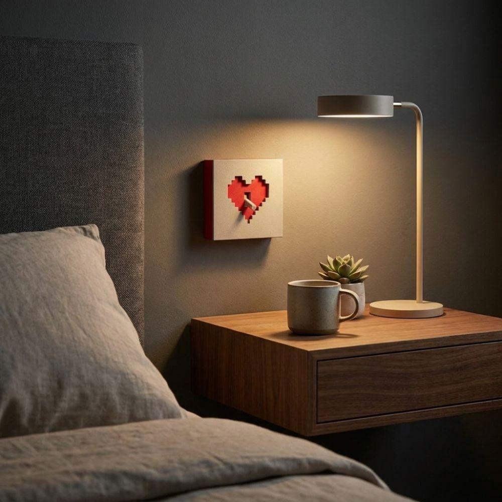 3D Printed Pixel Heart Light Switch Cover Removable Retro Game Style Wall Switch Plate Decor Shell Waterproof