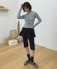 RONRON Gerimpelde Capri Leggings Broek Zwart