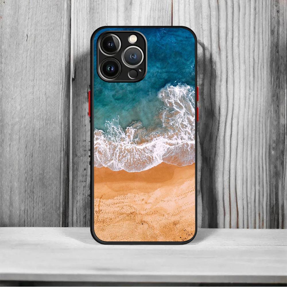 Sea blue Sky beach frosted Shockproof For iPhone 16 15 11 12 13 14 Pro Max X XSMAX Mini Phone Case