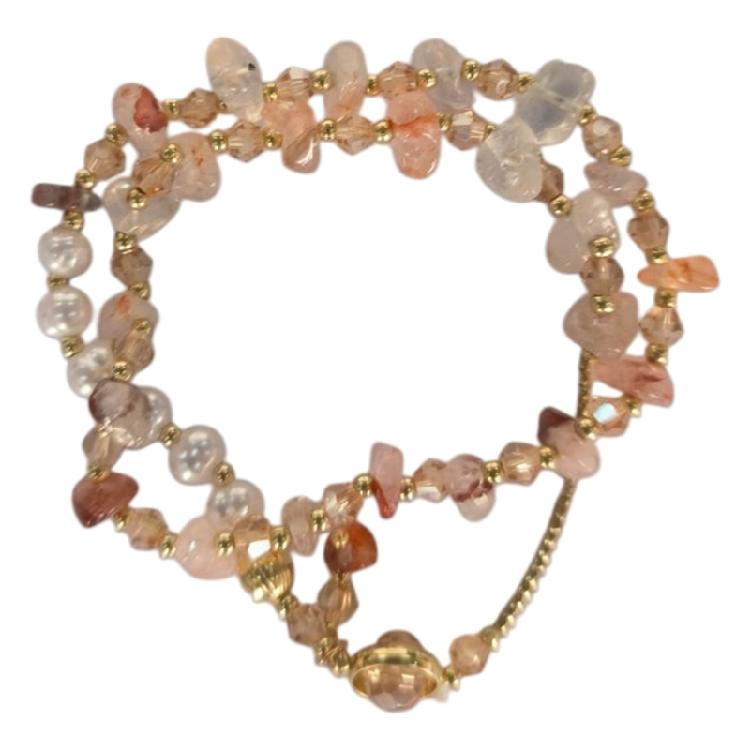 

Stylish Double Layer Pearls Bracelet Stylish Gold Plated Pearls Bracelet with Double Layer for Women Everyday Wear 1