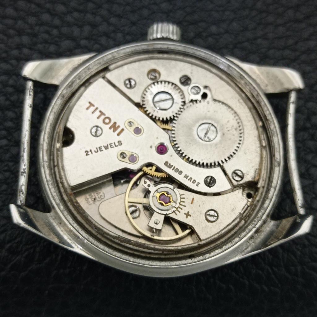 Titoni AIRMASTER TITOFLEX HANDAUFZUG VINTAGE SCHWEIZER HERREN GELBE UHR a705115-1