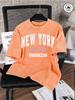 New York City Brooklyn  Print Washed TShirt Mens Cotton Oversized T Shirts Casual Short Sleeve ONeck Tops Summer Male Tees