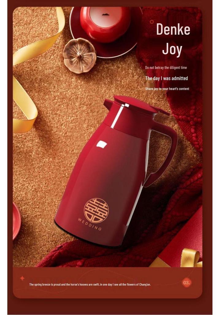 Red Thermos Flask: Large Capacity Wedding Dowry Special for Couples