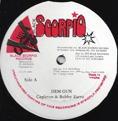 12-Zoll Schallplatte CAPLETON & BOBBY ZARRO - Dem Gun NONE Black Scorpio 1991 Jamaika Reggae, Ska & Dub Gebraucht
