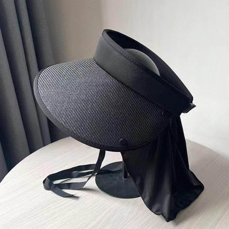 Straw Empty Top Sun Hat Women's Summer Eaves UV Protection Cycling Face Cover Foldable Sun Hat UV Sun Protection Hat