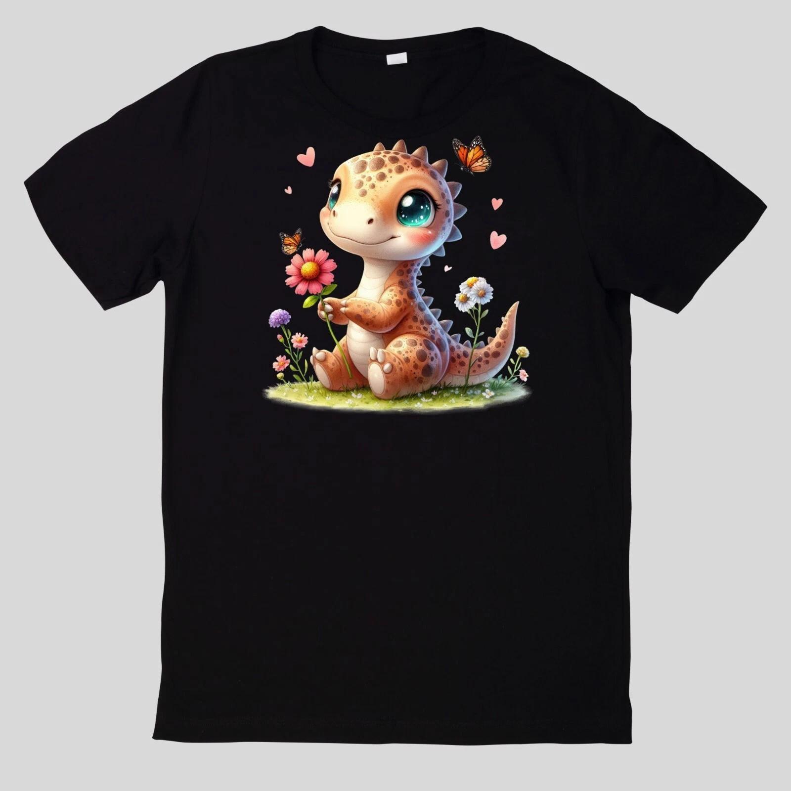 T-Shirt Niedliches Tier mit Wildblumen Baumwolle Fun Spaß Sprüche Lustig Cartoon XS