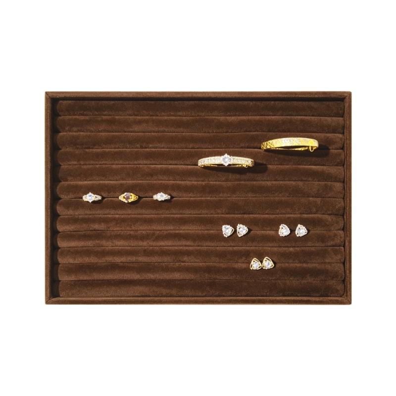 Jewelry Storage Tray Fabric Lined 35x24cm Container For Rings Necklaces Earrings And Bracelets Featuring Secure Structure