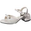 High heel niche fashion sandals fairy style French bow thick heel sandals female 2025 summer new with skirt