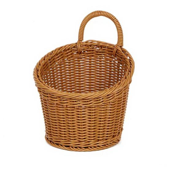 Woven Basket with Handle Rustic Storage Basket Wall Hanging Basket for Fruits Vegetables Snacks Home Farmhouse Kitchen Bathroom Bedroom Storage