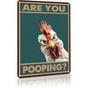 Funny Pooping Chicken Metal Sign Vintage Bathroom Wall Decor Humorous Home Farmhouse