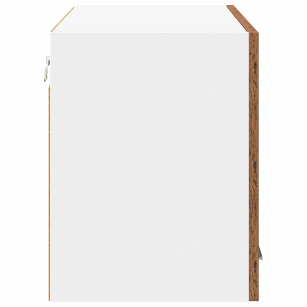 Hanging Cabinet In Vintage Wood and White 80 X 31 X 40 Cm Engineered Wood
