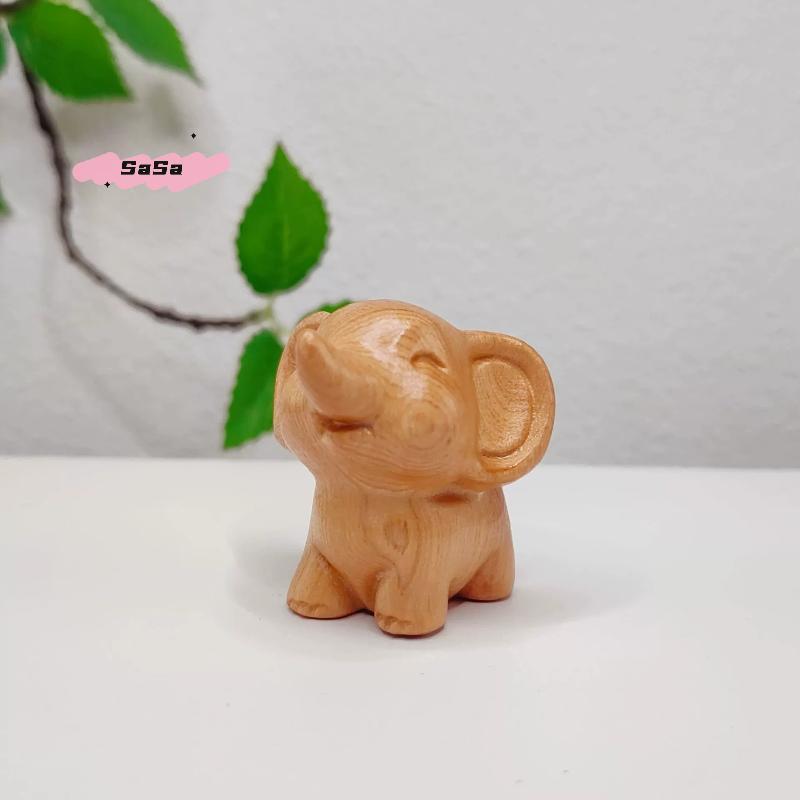 S-1Pc Handcrafted Wooden Elephant Figurine Versatile Indoor Outdoor Decor For Christmas Diwali New Year Prosperity Gift