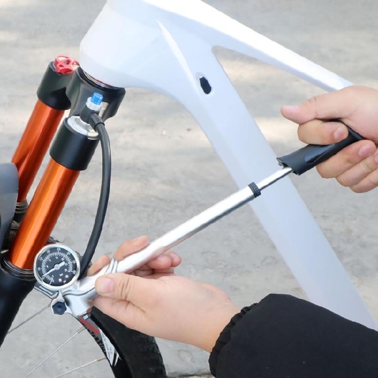 Aluminum Bike Suspension Pumps 400psi Accuracy Gauges Front Fork Inflator Rotating Hose For Valves