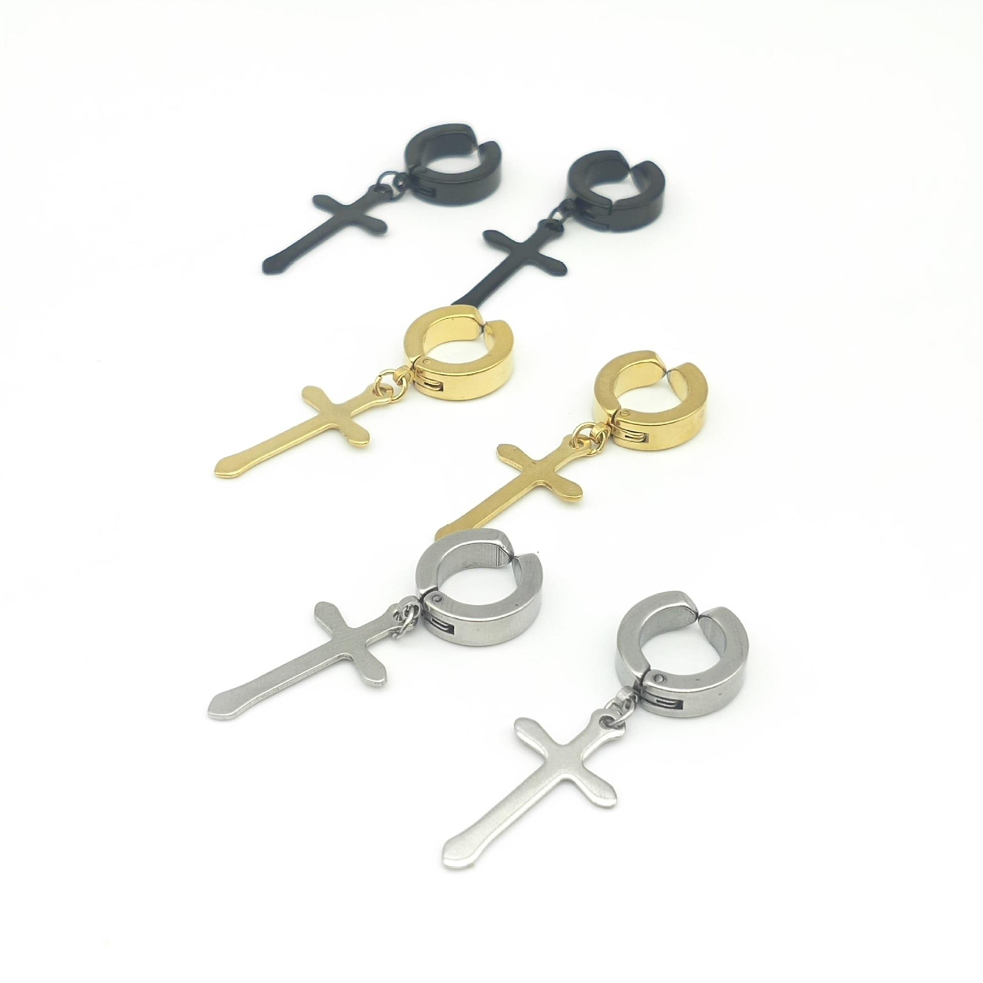 

Cross Pendant Fashion Personalised Earrings Without Pierced Earrings Silver 1 pair