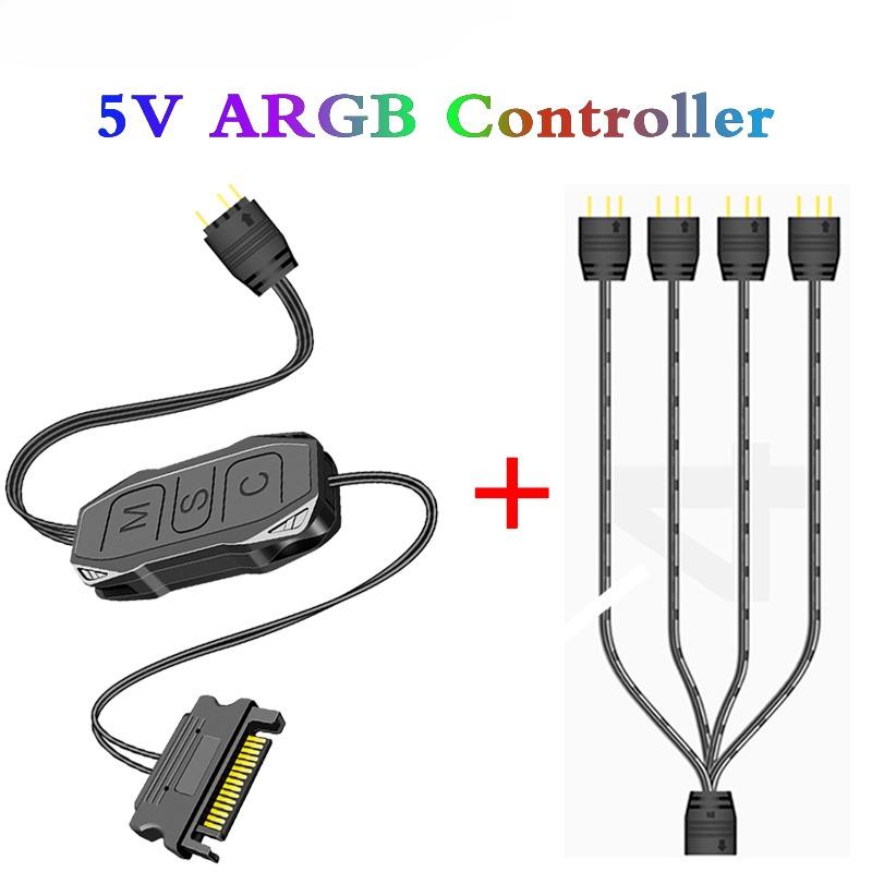 

Кабель контроллера 5 В, 3-контактный, 3-контактный разъем для SATA ARGB, мини-контроллер-концентратор, адаптер для ПК, вентилятор, охлаждающий вентилятор, световая полоса