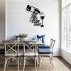 Wrought Iron Wine Bottle Glass Wall Decor Black Art for Home Living Room Bar
