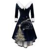 Women's Fashionable Casual Fitted Christmas Print Party Long-Sleeved Dress