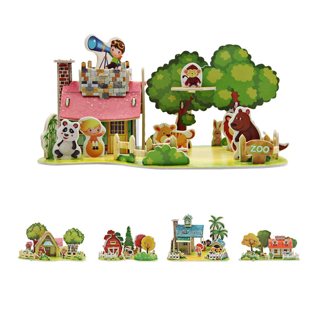 3D Paper Assembly House Model Children DIY Paper Building Architecture Model Kids Early Educational Toy Type 2
