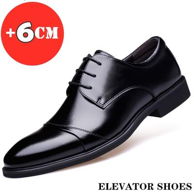 Sapatos Masculinos Sociais de Couro Genuíno Moda Flat / 6CM Casamento Negócios Aumento de Altura Sapatos de Elevação Verão Invisível Vazado Casamento