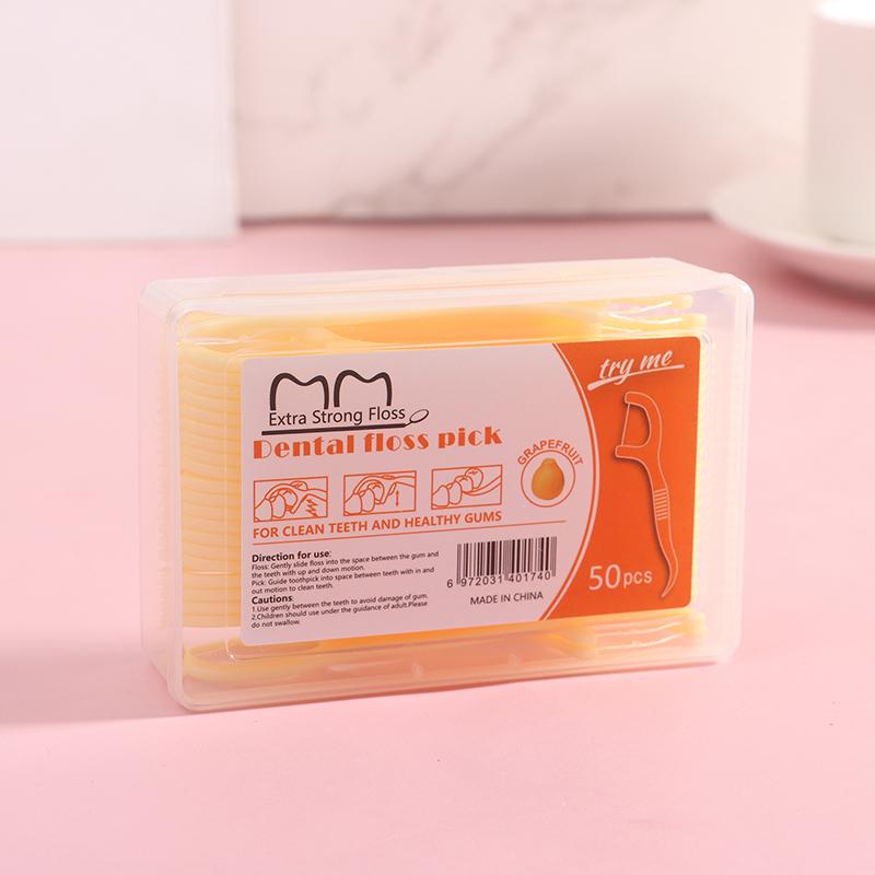 50Pcs Dental Floss Interdental Brush Teeth Tooth Clean Stick Oral Hygiene Fruit