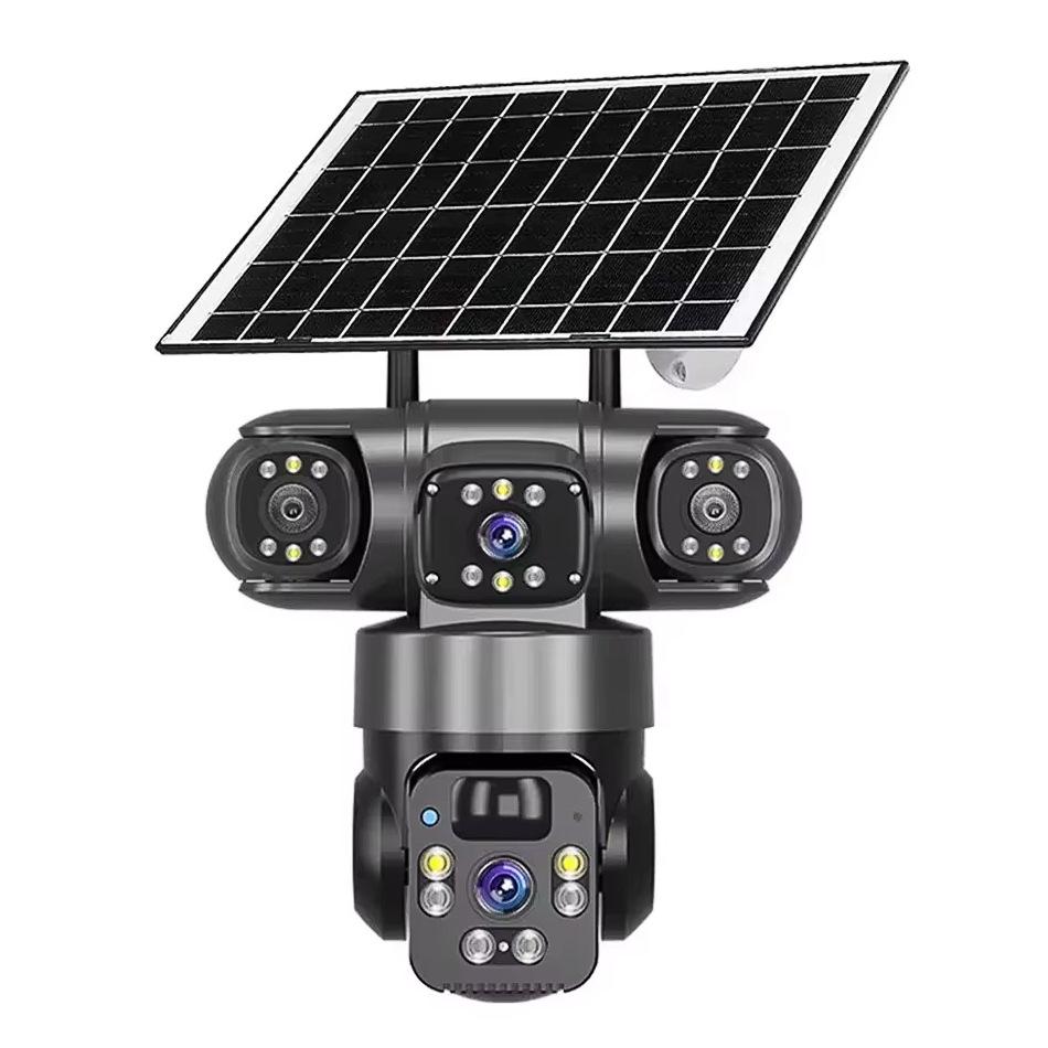 V380pro Solar Wireless HD 9MP 4G Home Camera with Three Lenses
