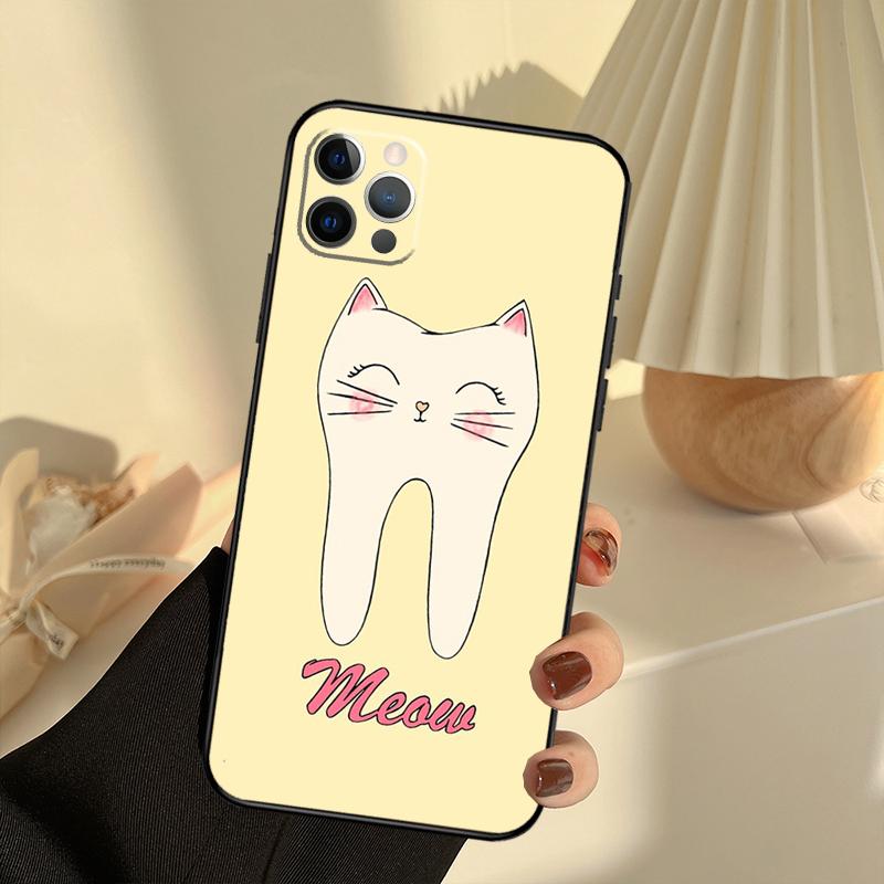 Dentist Tooth Pattern Case For iPhone 11 12 13 14 15 16 Pro Max Cover For iPhone 13 12 Mini XR X XS Max Plus