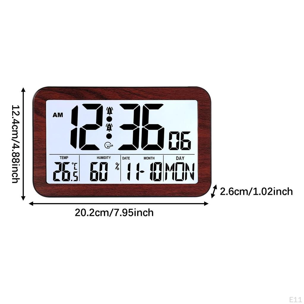 Digital Alarm Clock Bedside Table Timepiece Large Display Versatile Night Light Double Alarms Desk