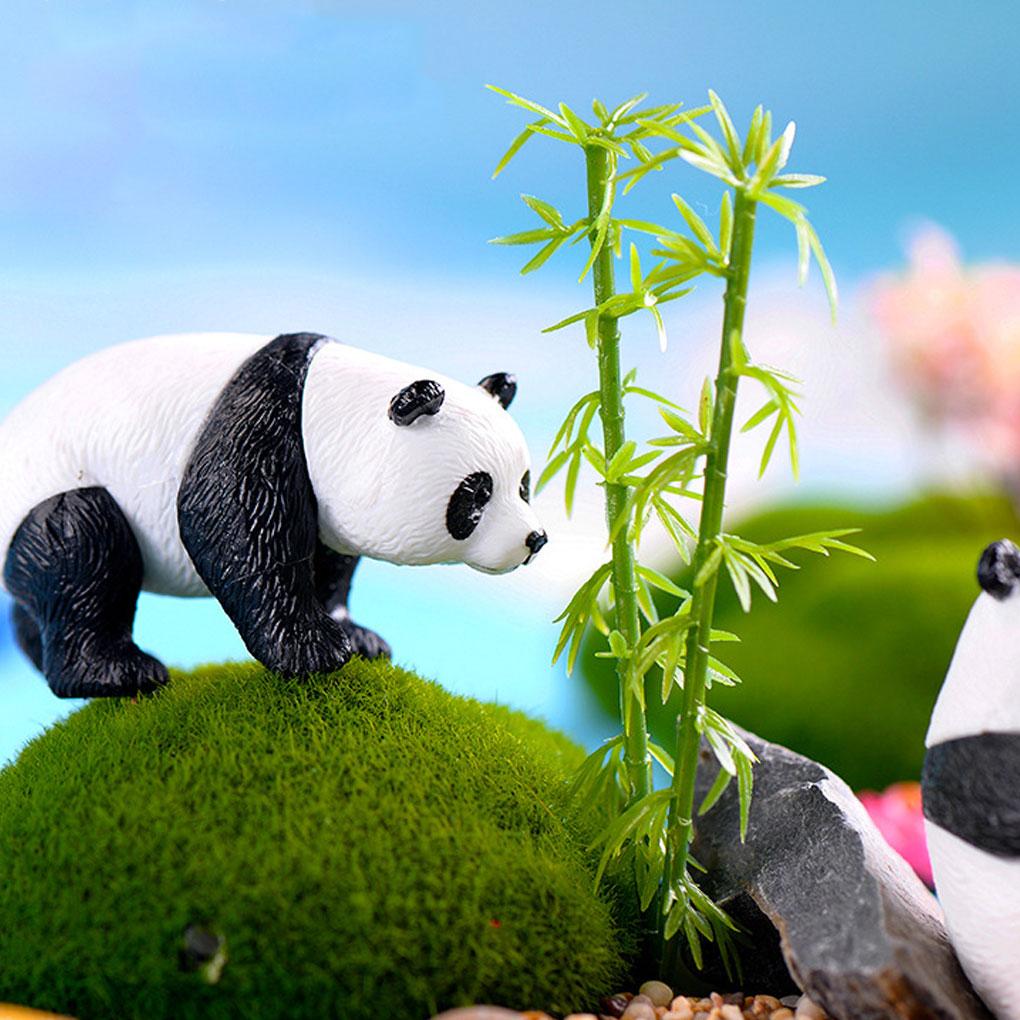 4Pcs Panda Decoration Figurine Cutely Ornaments Animal Accessory Landscape Simulation Miniatures Micro Garden Gift