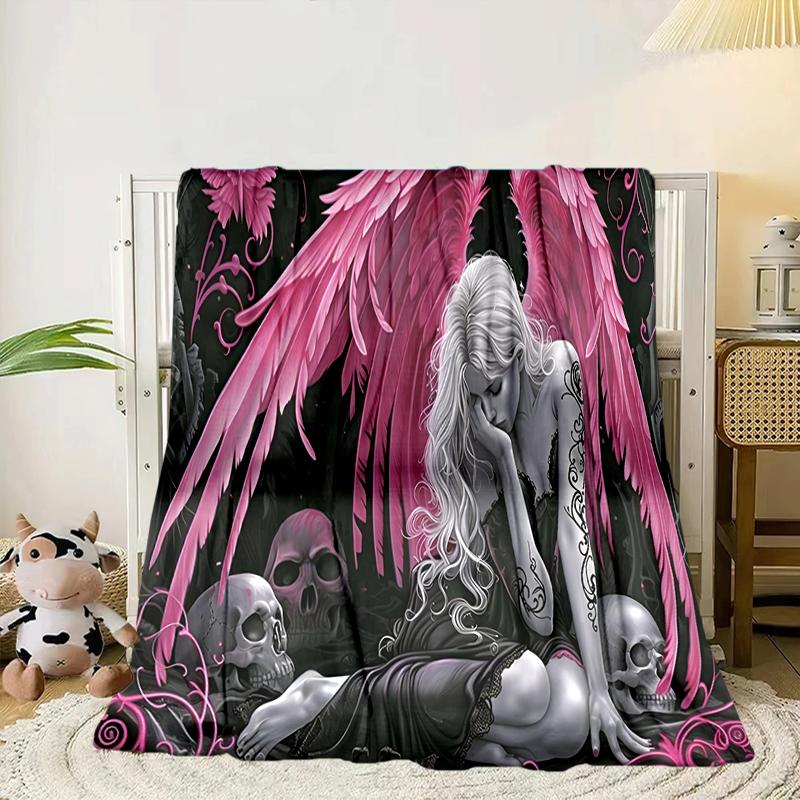 Ätherische rosa Engelskopf Decke Flanelldecke für Bett, Sofa, Camping, Wandern, Picknick Zubehör, Geschenk für Familie Fan Geschenke