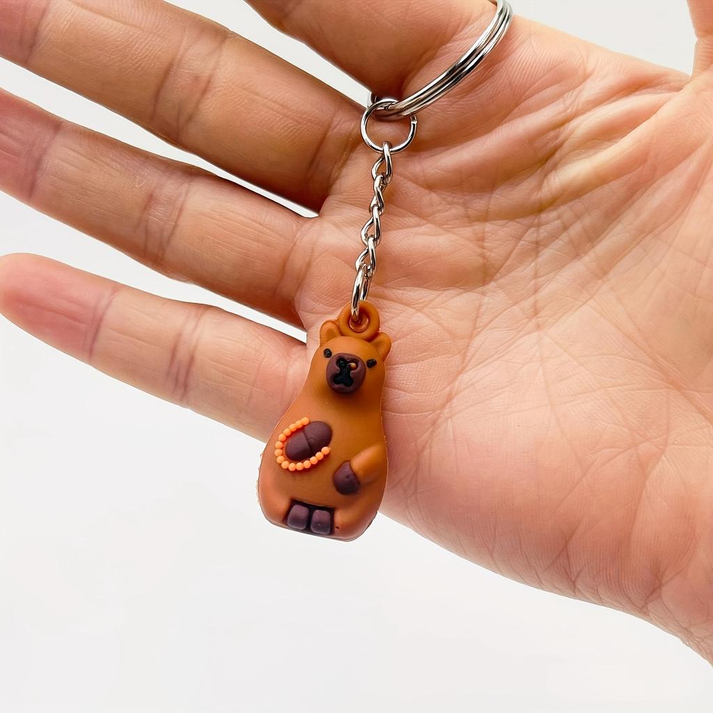 1PCS Cartoon Capybara Keychain Unisex Silicone Cute Animal Charm for Backpack, Car Pendant  Animal Theme Decorative Key Rings