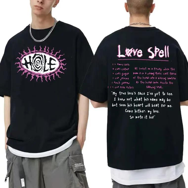 

Hole Band Love Spell Album Print TShirt Men Women Cotton Oneck Highstreet Wind Top Harajuku Oversized Fashion Summer New Tees S