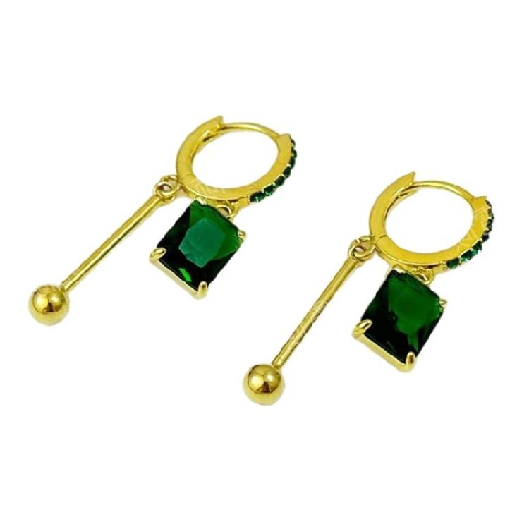 Contemporary Square Cut Zircon Earrings Alloy Construction Ear Jewelry Metal Pendant Earrings for Special Occasions 1