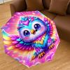 1PC Owl Fantasy Automatic Open/Close Umbrella with Windproof, 8-Rib Sturdy Canopy, Durable Ribs, Fashionable Design, Outdoor Accessory, Fun Prin, Holi