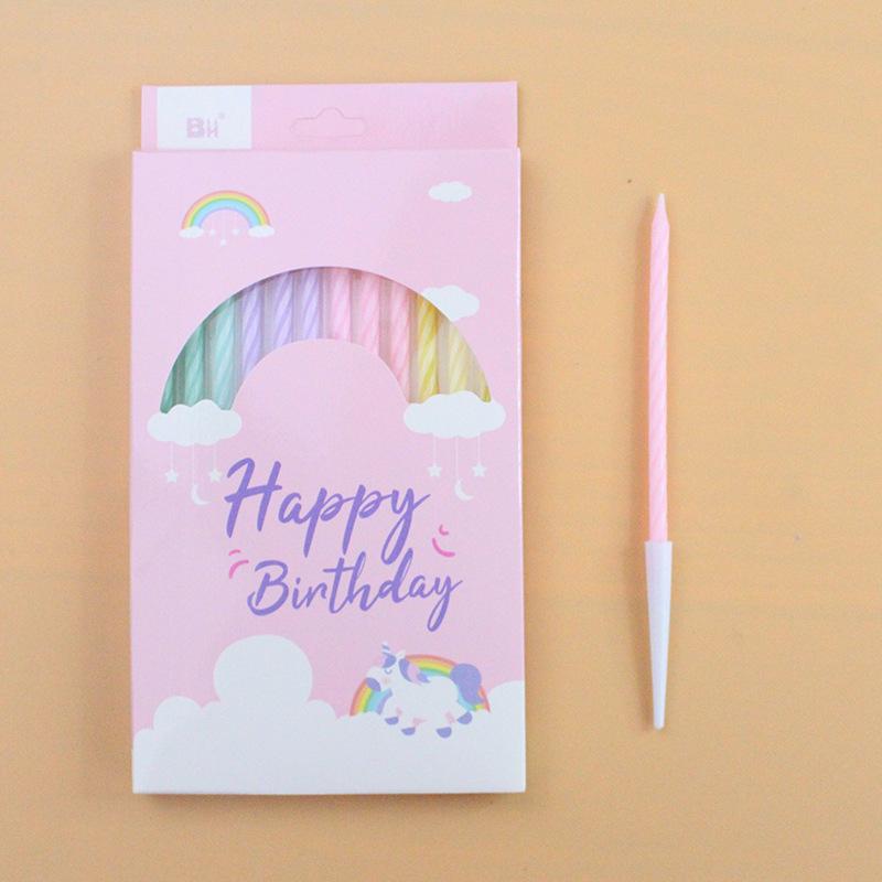 New Birthday Candle Happy Encounter A3 Slender Colored Crystal Spiral 12 Boxed Party Candles