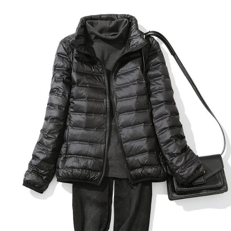Neue Damen nahtlose integrierte Daunenjacke Winter Outdoor Stehkragen dünn große Größe kurze Jacke Kleidung
