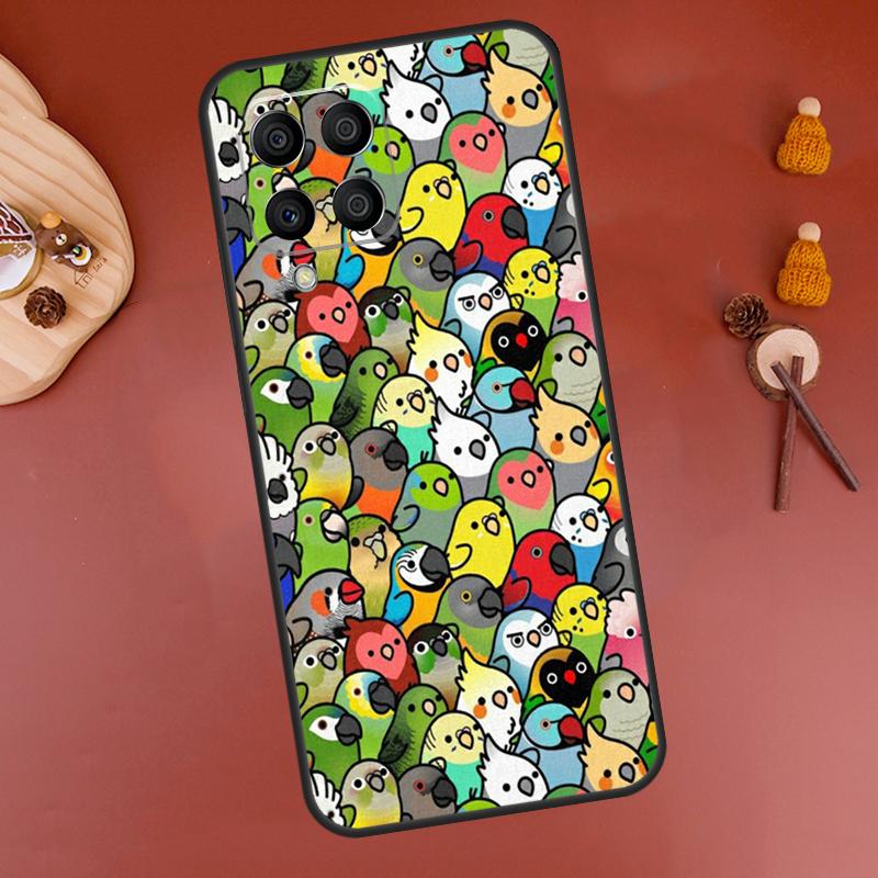 Cartoon Cockatiel Collage Case For Samsung Galaxy M33 M21 M31 M16 M36 M56 M53 M13 M12 M32 M52 M15 M55 M14 M35 M34 M54